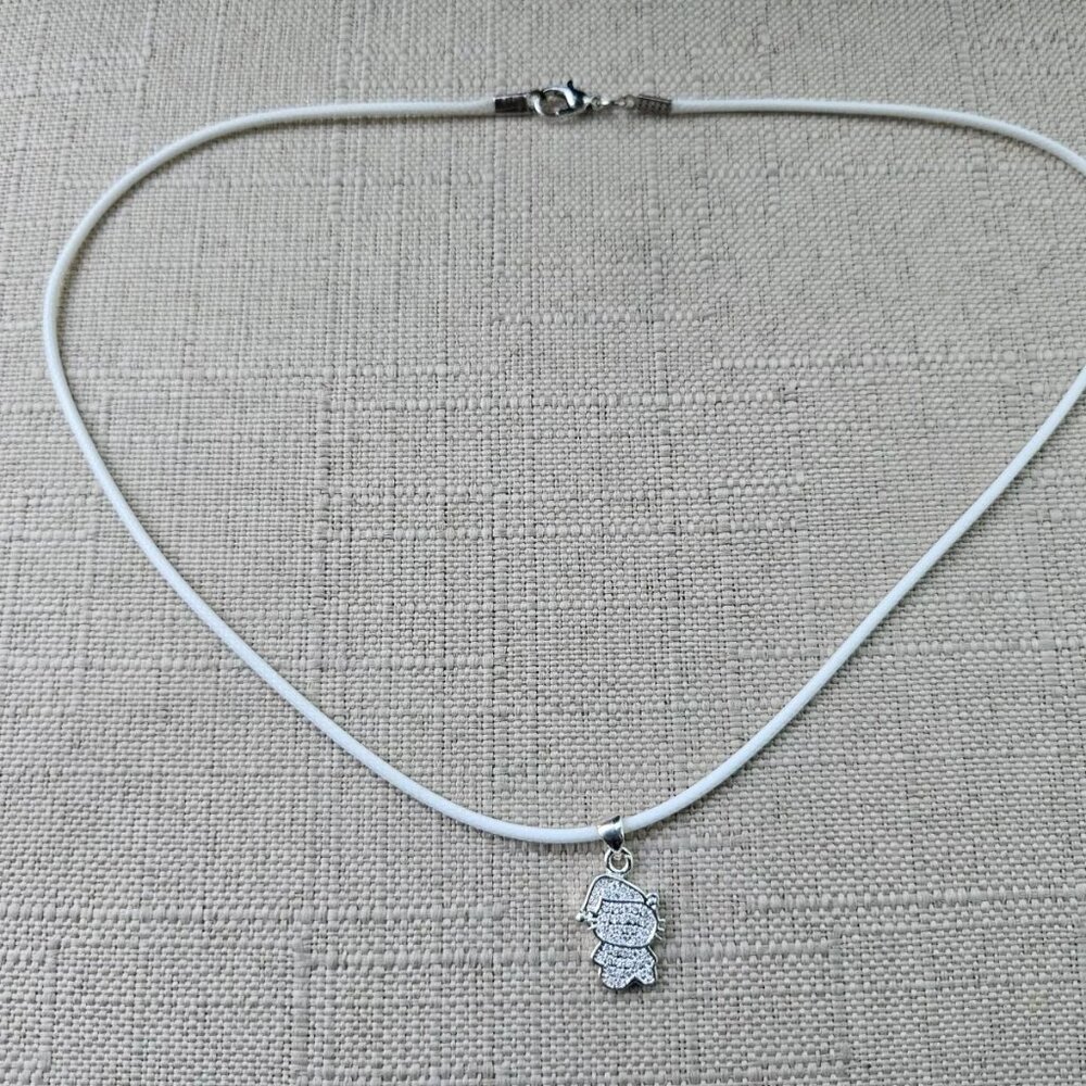 Women Necklace Silver Tone Crystals Accent Kitty Pendant Fashion Jewelry - Picture 5 of 9